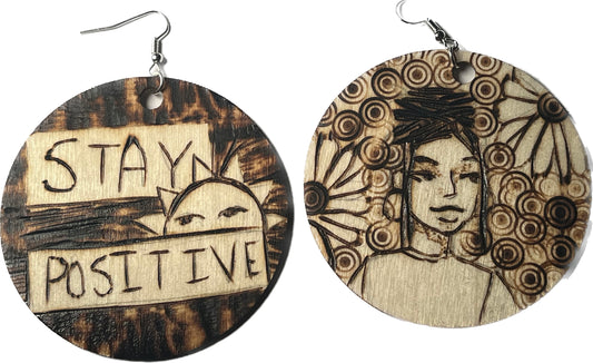 "Sunshine" wood-burning earrings