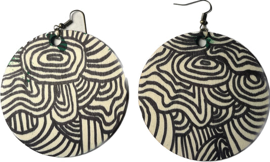 "green lines" (painting on earrings)