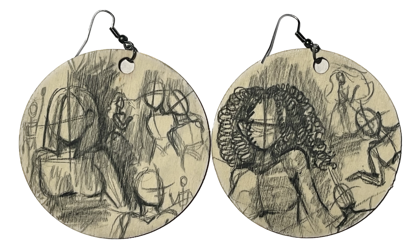 "sketch" pencil on earrings